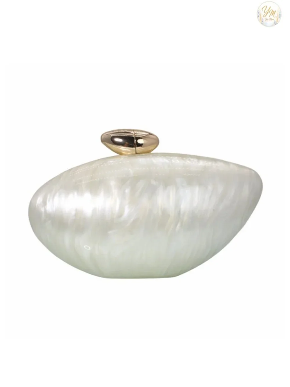 Pearlescent Shell Acrylic Clutch Evening Bag with Metal Clasp